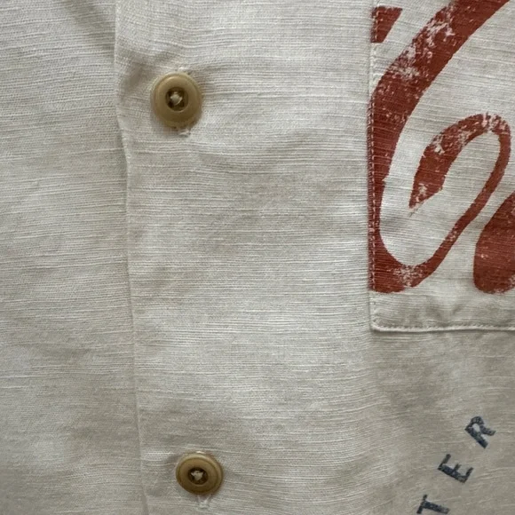 Coca Cola Cream and Red Button Down Shirt - Picture 2 of 11